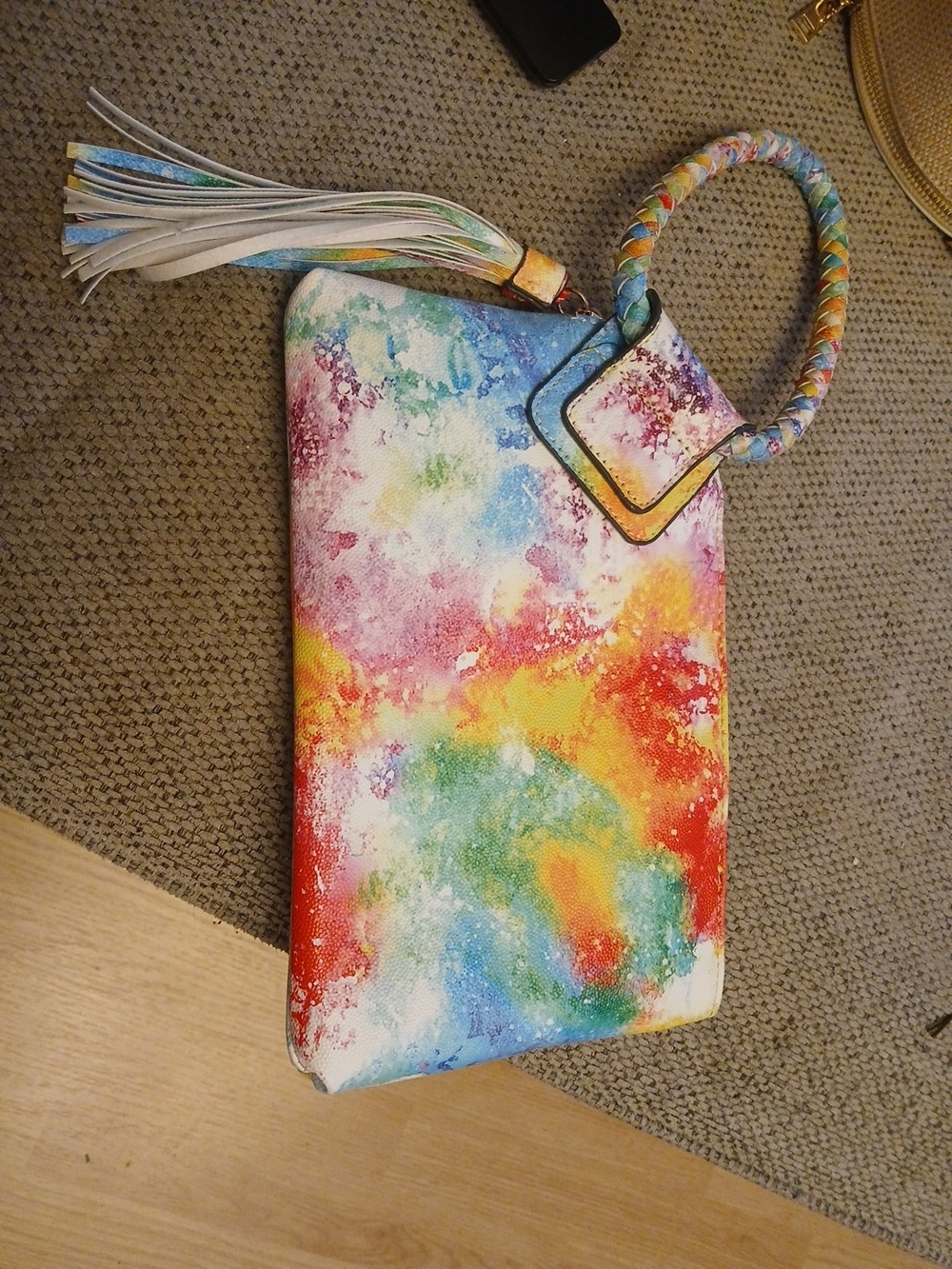 Colorful Watercolor Tie-Dye Wristlet Clutch